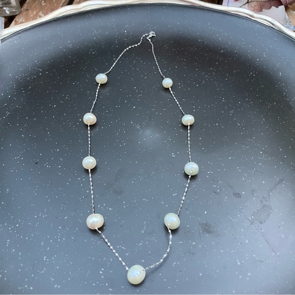 Jewelry - Stamped 925 Sterling Silver Gradient Freshwater Authentic Pearl Necklace, EUC.